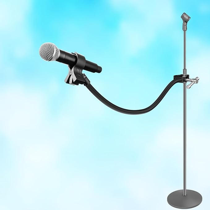 Gooseneck Microphone Stand,19.69" Flexible Adjustable Arm Super Crab Clamp Mic Clip 3/8"-16 to 5/8"-27 Adapter Mount,Compatible with Shure/Fifine / AT2020 / Pyle/Blue Snowball/Razer