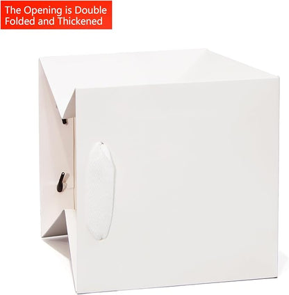 White Paper Gift Bag 12 in Large Paper Gift Box Square Bottom Kraft Paper Bags with Handles for Wedding Baby Shower Birthday Party (White, 12 x 12 x 12 in, 10 CT)
