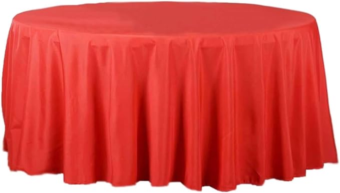Efavormart Round Tablecloth, 120 Inch Stain & Wrinkle Resistant Washable Table Cloth, Decorative Polyester Fabric Table Cover for Banquet, Wedding, Dining - RED