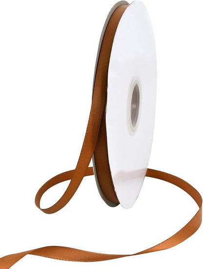 TONIFUL 3/8 Inch x 100yds Copper Brown Satin Ribbon Thin Solid Fabric Ribbons Roll for Gift Wrapping Invitation Floral Hair Balloons Craft Sewing Party Wedding Decoration Valentine's Day Bouquet