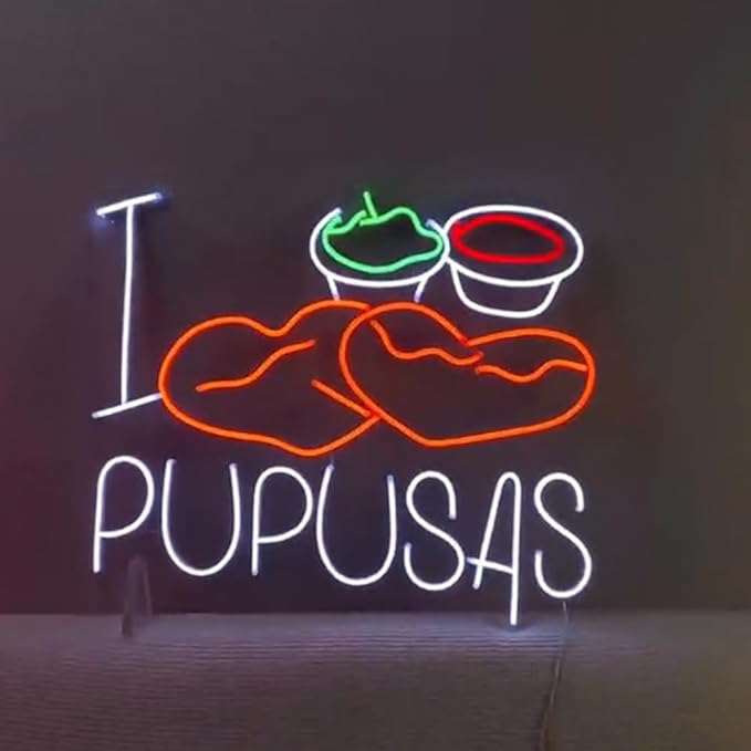 I Love Pupusas Neon Sign, Salvadoran Pupusas Led Sign, Custom Neon Sign, Pupusas Store Wall Decor, Pupusas Lover Gifts, Pupusa Neon Light Size:23inch