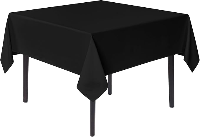 sancua Black Square Tablecloths 70x70 Inch - Fabric Table Cloth for Square or Round Tables, Washable Polyester Table Cover for Outdoor Party, Birthday, Decorative Display Tables