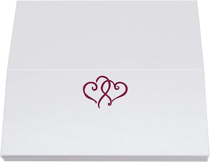 Linked Hearts Place Cards, Burgundy (Choose Color), Set of 150, Pre-cut and Scored - Wedding, Party, Dinner, and Special Events - Made in the USA