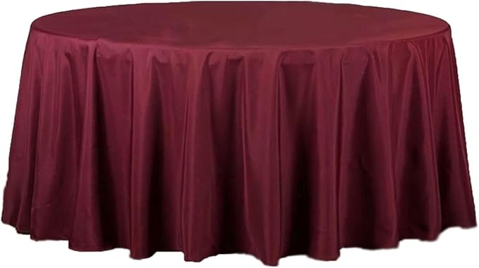 Efavormart Round Tablecloth, 120 Inch Stain & Wrinkle Resistant Washable Table Cloth, Decorative Polyester Fabric Table Cover for Banquet, Wedding, Dining - Burgundy