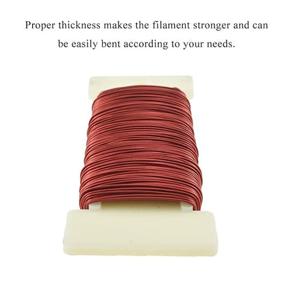 HAHIYO 26Gauge Red 1Roll Total 38Yards(115Feet) Metal Floral Wire Flexible Paddle Wire for Crafts Christmas Wreaths Tree Flower Arrangement Bouquet Wrapping Wedding DIY