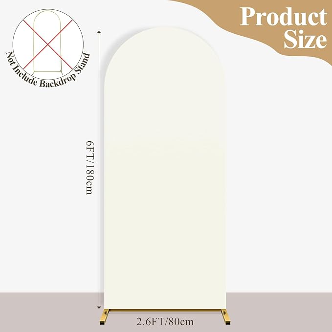 Ledido Wedding Arch Backdrop Cover 6FT Arch Covers Fitted Stretchy Spandex Round Top Stand Backdrop Cover for Wedding Banquet Ceremony Birthday Party Baby Shower Event Decoration,Ivory