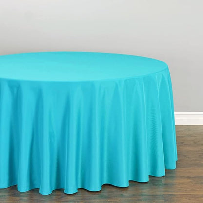 LTC LINENS 2 Pack 120 Inch Round Tablecloth Turquoise - Great for 60 Inch Round Table Floor Length - Washable, Wrinkle Resistant Polyester Fabric Cloth for Parties