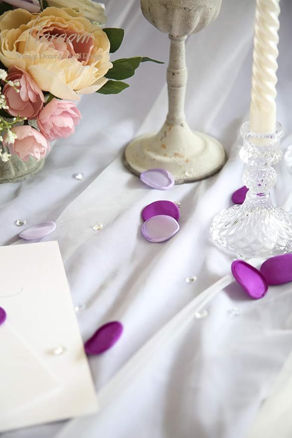 Floroom 300pcs Rose Petals Purple Lilac Fake Faux Silk Flower Petals for Wedding Flower Girl Basket Aisle Scatter Dinner Table Centerpieces Party Confetti Bridal Shower Romantic Night Decoration