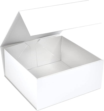 CECOBOX - Gift Boxes with Lids for Presents 6"x6"x2.75" - Matte, Collapsible Magnetic Closure Gift Box - Groomsmen & Bridesmaid Proposal Boxes, Wedding, PR, Birthdays, Holidays (White)