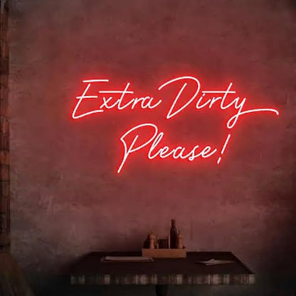 Extra Dirty Please Neon Light Sign, Dirty Martini Bar Wall Neon Light, Cocktail Bar Led Neon Sign, Cocktail Station Decor, Martini Décor Size:H9 x W20inch