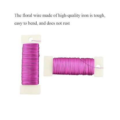 HAHIYO 26Gauge Pink Metal Floral Wire - 1 Roll, 38 Yards (115 Feet) - Flexible Paddle Wire for Craft, Christmas Wreath, Flower Arrangement, Bouquet Wrapping, Wedding, DIY