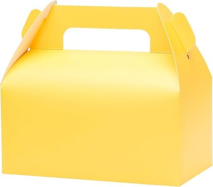 UnicoPak 30 Pack Yellow Gable Treat Boxes Party Favor Goodie Bag Boxes for Candy Treats Snacks Cookie Toys for Birthday Party Special Events, 6.5x3.5x3.5 Inches