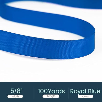 5/8" X 100 Yards Royal Blue Grosgrain Ribbon, Premium Grosgrain Ribbon for Sewing, Gift Wrapping, Bow Making, Wedding Decor, Wrapping and More (Royal Blue)