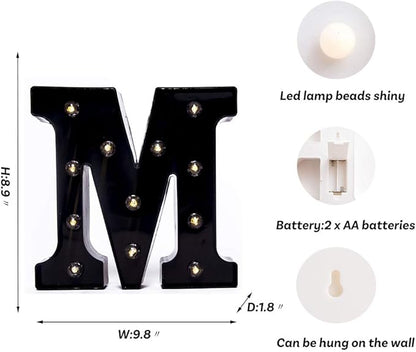 Foaky Black LED Marquee Number Lights Sign Light Up Marquee Number Lights Sign for Night Light Wedding Birthday Party Battery Powered Christmas Lamp Home Bar Decoration