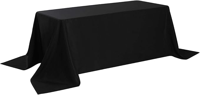 Rectangle Tablecloth 90x156 inch Washable Polyester Fabric Table Cloth for Wedding Party Dining Banquet Decoration（90x156, Black）