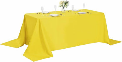 Rectangle Tablecloth 90x156 inch Washable Polyester Fabric Table Cloth for Wedding Party Dining Banquet Decoration（90x156, Yellow）
