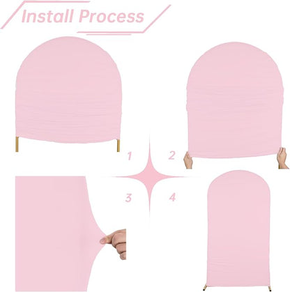 bricia Wedding Arch Backdrop Stand Cover, 6FT Double Sided Stretchy Arch Cover Fitted Wedding Birthday Party Banquet Decoration (Pink 72''Lx31.2''W)