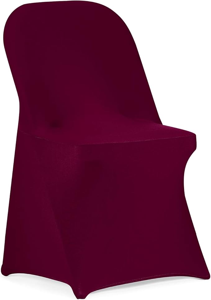 Peomeise Stretch Spandex Folding Chair Cover for Wedding Party Dining Banquet Event (Burgundy,6pcs)