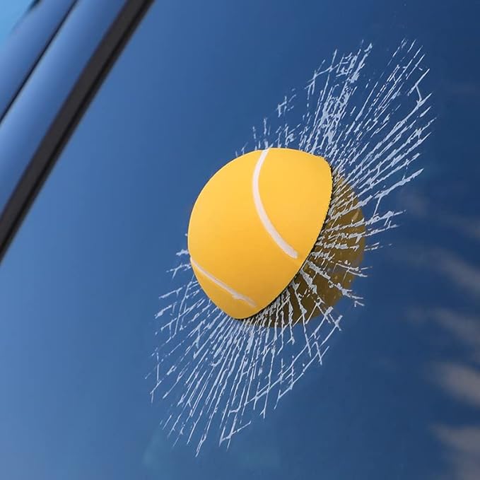 Car 3D elf Ball car Sticker, car Window Funny Creative Decorative Sticker(18cmx18cmx3cm) (Yellow Tennis Ball)
