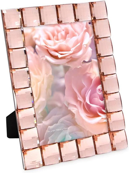 Isaac Jacobs Decorative Sparkling Jewel Picture Frame, Photo Display & Home Décor (4x6, Blush)