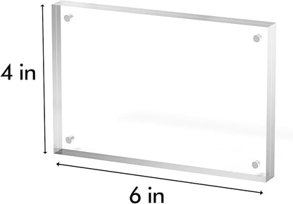 4x6 Acrylic Picture Frame 1 Pack, Clear Freestanding Double Sided Frameless Magnetic Photo Frames, Desktop Display Decor Gift