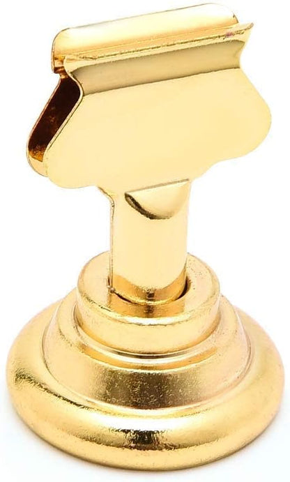 Urban Deco 16 Pieces Table Card Holder Place Card Holders 1.7 inches Gold Steel Card Holders for Photos, Food Signs, Memo Notes, Weddings, Restaurants, Birthdays. (Gold)