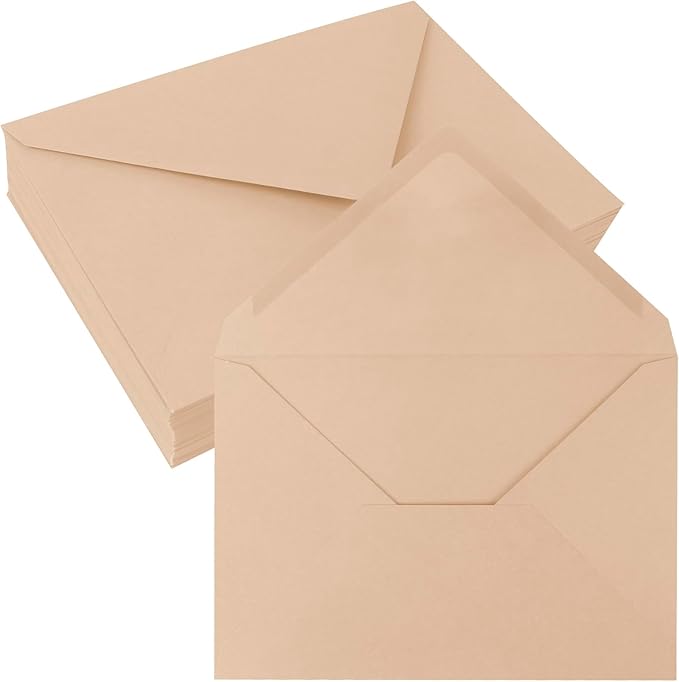 50 Pack 5x7 Envelopes Letter Size, Brown A7 Envelopes Self Seal for Wedding Invitation, Envelope 5.4x7.6 for Greeting Cards, Photos, Baby Shower, Graduation, Thank You Cards, Announcements