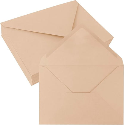 50 Pack 5x7 Envelopes Letter Size, Brown A7 Envelopes Self Seal for Wedding Invitation, Envelope 5.4x7.6 for Greeting Cards, Photos, Baby Shower, Graduation, Thank You Cards, Announcements