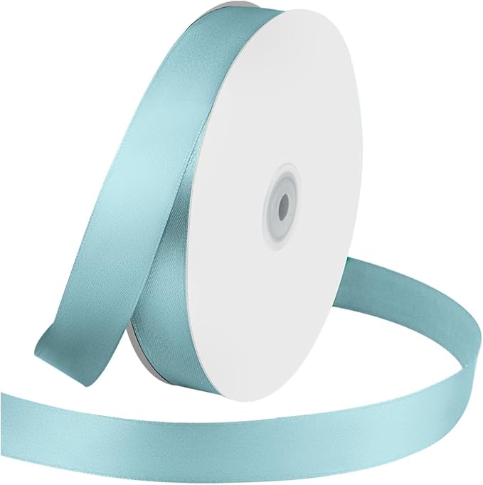 1 Inches x 100 Yards Polyester Satin Ribbon, Solid Color Baby Blue Satin Ribbon for Crafts, Gift Wrapping, Hair Bows, Wedding Party Decoration, Bow Making & Other Projects (Baby Blue)