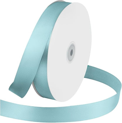 1 Inches x 100 Yards Polyester Satin Ribbon, Solid Color Baby Blue Satin Ribbon for Crafts, Gift Wrapping, Hair Bows, Wedding Party Decoration, Bow Making & Other Projects (Baby Blue)