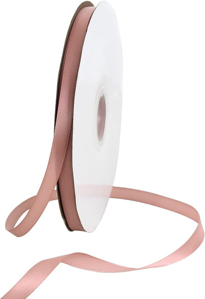 TONIFUL 3/8 in x 100yds Rose Gold Satin Ribbon Thin Solid Fabric Ribbons Roll for Gift Wrapping Invitation Floral Hair Balloons Craft Sewing Party Wedding Popsicles Decoration Valentine's Day Bouquet