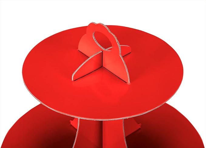 2Pcs 3-Tier Cupcake Stand, Cake Stand holder, Tiered DIY Cupcake Stand Tower for Dessert Table Displays, Birthday Theme Party Favors Decoration, Floral Tea Party, 12" W x 12.8" H, Red