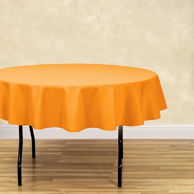 LinenTablecloth 70-Inch Round Polyester Tablecloth Pumpkin