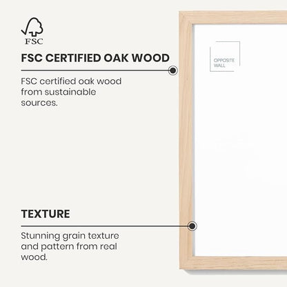 Opposite Wall - 11x17 in - Natural Solid Oak Wood Picture Frame - Lightweight, Versatile & Shatterproof - Wall Hanging Poster or Photo Frame - Wall Decor for Office, Gallery & Home - 2 Pack