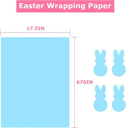 Vanhench 17.5"×963" (80 1/4FT) Blue Wrapping Paper, Sky Blue Kraft Paper Roll for Wedding/Fathers Day/Birthday/Baby Shower/Bouquet Flower Wrapping, Solid Color Blue Bulletin Board Paper