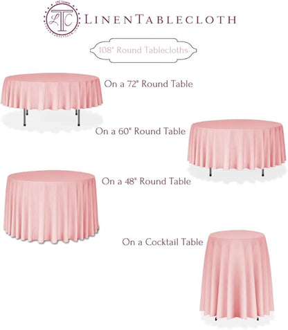LinenTablecloth 108-Inch Round Polyester Tablecloth Fuchsia