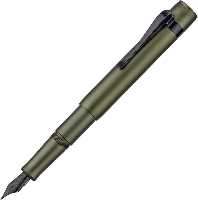 Hongdian M2 Black Forest Mini Fountain Pen, Long Blade Nib & Sleek Shape Aluminium Short Pocket Travel Pen (Army Green)