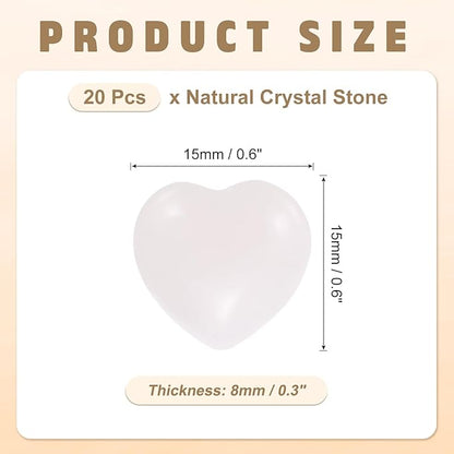PATIKIL 20 Pcs Natural Heart Shaped Crystal Stone, 0.6 Inch Mini Polished Love Gemstone Crystal, Pocket Rock Engraved Worry Stones for Women Gifts Meditation, Pink