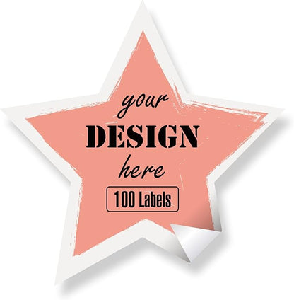 Custom Stickers Personalized Labels - Customized Stickers with Any Design Image Logo Text,Custom Thank You Label Stickers,Custom Stickers for Business Logo,100 Labels (Star,1.5"x1.5")