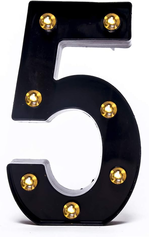 Foaky Black LED Marquee Number Lights Sign Light Up Marquee Number Lights Sign for Night Light Wedding Birthday Party Battery Powered Christmas Lamp Home Bar Decoration