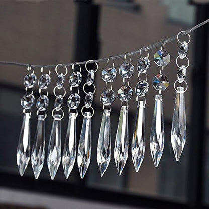 H&D 10pcs 63mm Chandelier Crystals Ornament - Clear Crystal Chandelier Prisms Icicle Drop Pendants
