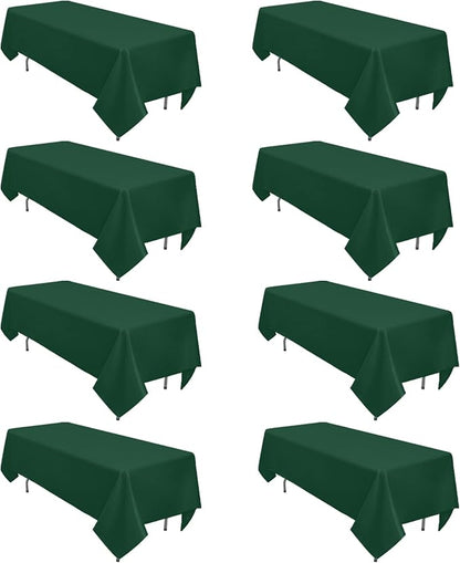 8 Pack Dark Green Tablecloth 60 x 102 Inch Rectangular Tablecloths for 6 Foot Rectangle Tables, Wrinkle Resistant Hunter Green Table Cloth Washable Polyester Fabric for Buffet Wedding Party Banquet