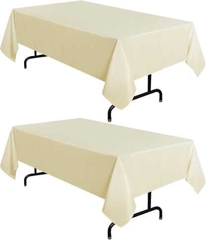 sancua 2 Pack Beige Tablecloth 54 x 78 Inch, Rectangle 4 Feet Table Cloth - Stain and Wrinkle Resistant Washable Polyester Table Cover for Dining Tables, Buffet Parties and Camping