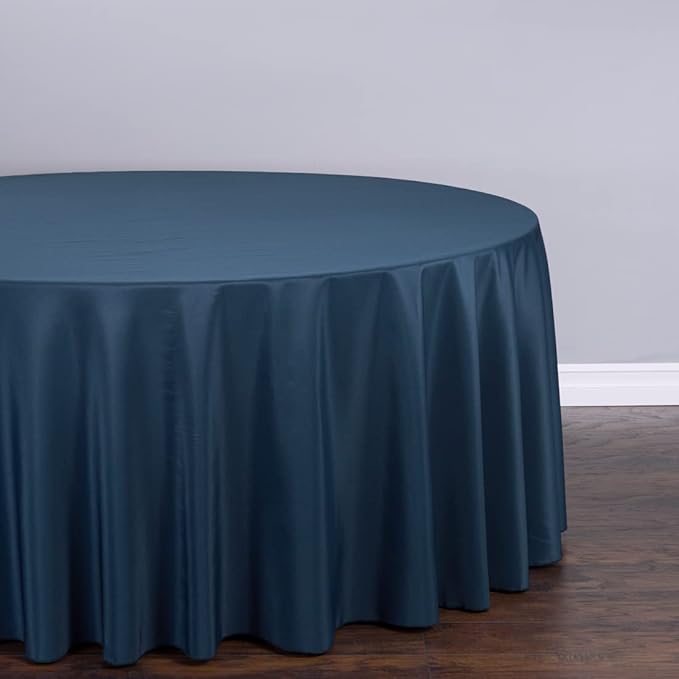 LTC LINENS 5 Pack 108 Inch Round Tablecloths Navy Blue - Great for 48 Inch Round Table Floor Length - Wrinkle Resistant Polyester Fabric Cloth for Wedding