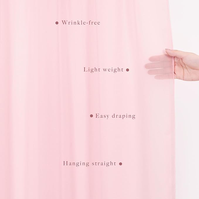2 Panels Wedding Arch Draping Fabric 20Ft Length x 28" Width Light Pink Arch Drapes Chiffon Fabric Sheer Curtains Backdrop for Party Bridal Decor Wedding Ceremony Ceiling Stage Reception Decorations
