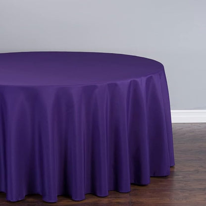 LTC LINENS 2 Pack 108 Inch Round Tablecloth Purple - Great for 48 Inch Round Table Floor Length - Wrinkle Resistant Polyester Fabric Cloth for Wedding