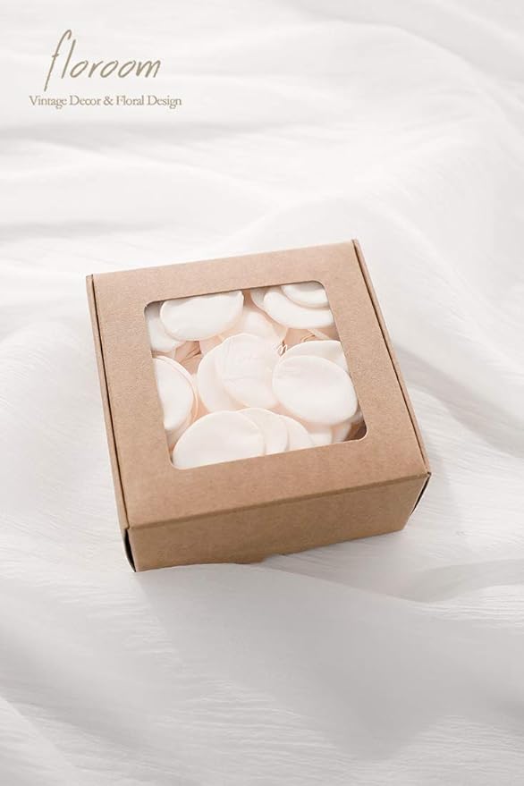 Floroom 300pcs Rose Petals Cream Faux Silk Flower Petals for Wedding Flower Girl Basket Aisle Scatter Dinner Table Centerpieces Party Confetti Bridal Shower Romantic Night Decoration