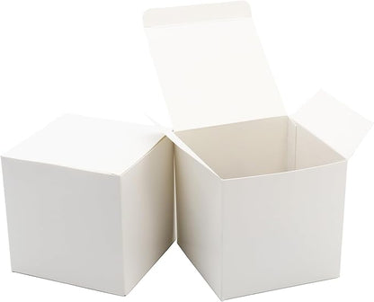 Oletx 25 Pcs White Paper Gift Boxes, Small Candy Boxes Bulk, 4x4x4 inch Gift Box with Lids, Goodie Treat Boxes for Party Favors, Birthday Gifts, Wedding Gifts