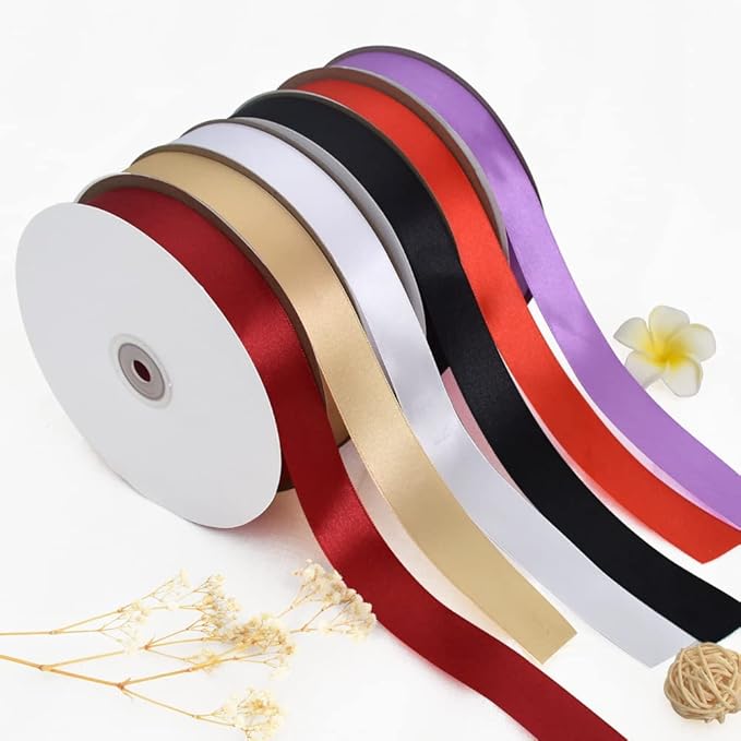 TONIFUL 1 Inch x 100yds Claret Red Satin Ribbon, Thin Solid Color Satin Ribbon for Gift Wrapping, Crafts, Hair Bows Making, Wedding Party Decoration, Invitation Cards, Floral Bouquets, Christmas
