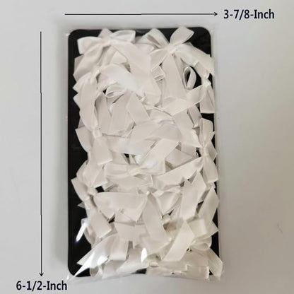 50pcs 1-1/2" Mini White Satin Ribbon Bows Without Twist Ties for Crafts Gift Wrapping Packing Christmas Decoration (White)